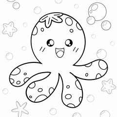 Octopus coloring cartoon 