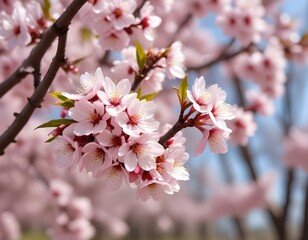 Blossoming cherry trees in spring,Spring Background.selective focus