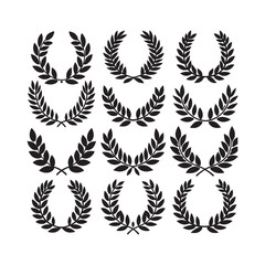 Fototapeta premium Laurel Wreath Vector Set. Collection of Foliate Award Wreaths for Cinema Festivals etc