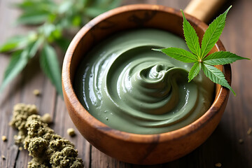 Crafting natural hemp cream home photo rustic close-up herbal benefits