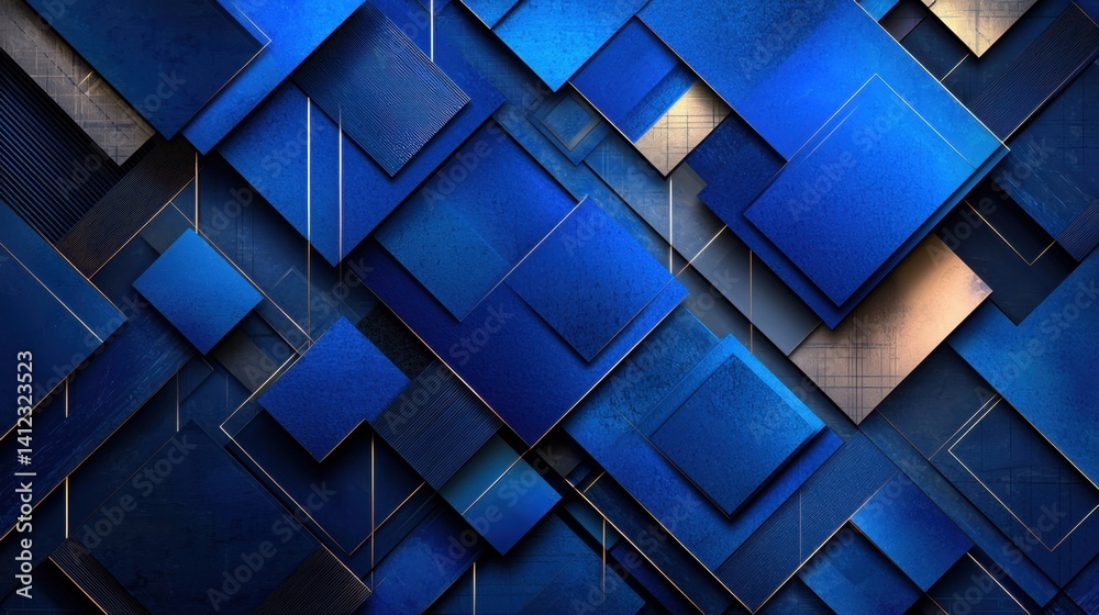 Poster abstract background with blue rectangles and sharp modern edges
