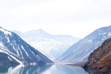 lake in the mountains, the andes mountains, chile.