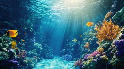 Fototapeta premium Breathtaking underwater scenery of the magical ocean world