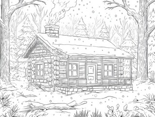 Explore the Magical World of a Cozy Cabin in the Woods Surrounded by Adorable Line Art Animals and Enchanting Seasonal Festivals