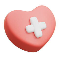 Red Heart with Medical Cross Icon
