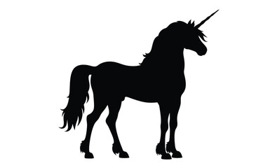 Unicorn silhouette, Fantasy horse vector, Magical creature icon, Unicorn graphic illustration