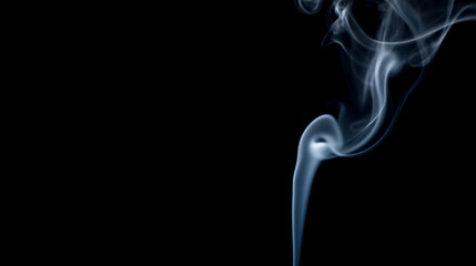 Abstract transparent smoke wave isolated on black background for overlay effect or mystical atmospheric visual design