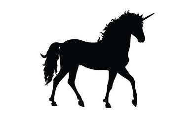Unicorn silhouette, Fantasy horse vector, Magical creature icon, Unicorn graphic illustration