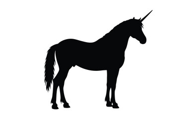 Unicorn silhouette, Fantasy horse vector, Magical creature icon, Unicorn graphic illustration