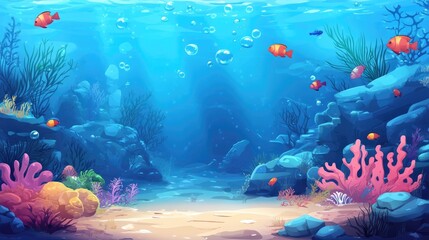 Cartoon seamless underwater background