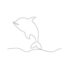 Dolphin jumping continuous single line drawing isolated on white background best use for logo minimalism