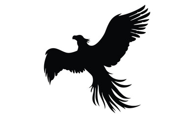 Phoenix silhouette, Fire bird vector, Mythical bird icon, Fenix illustration on white background
