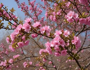Fototapeta premium branches of a tree, a bush with pink flowers spring