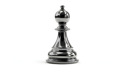 Fototapeta premium A sleek, shiny chess pawn reflecting light on a white background.