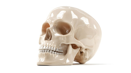 Obraz premium Realistic human skull model showcasing intricate jaw and teeth details.
