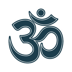 Jain Om Symbol Minimalist Contour Vector - Om Symbol Jain variant of the Om symbol with elongated curves and a dot above, minimalist contour