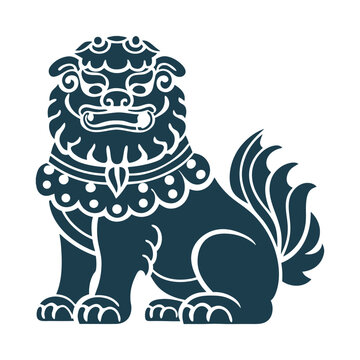 Komainu Guardian Lion-Dog Seated Vector Illustration - Komainu &ndash; A guardian lion-dog in a seated pose
