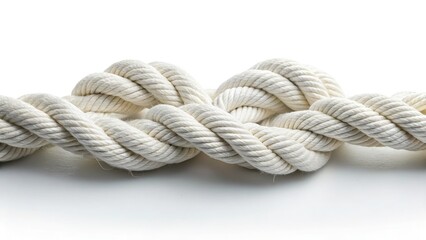 Fototapeta premium Double Exposure Knotted Rope Photography: Abstract White Rope Texture, Close-up Detail
