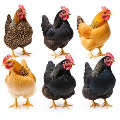 Fototapeta premium Variety of Hen: Showcasing a beautiful hen array, the image encapsulates the essence of poultry life, farm ambiance, and the world of domestic fowl. 