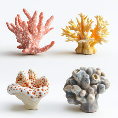 Obraz premium Colorful Coral Collection: A vibrant collection of artificial corals in various shapes, colors, and textures, ideal for home decor, aquarium enthusiasts, or educational purposes.
