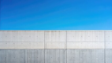 Minimalist Concrete Architecture, Blue Sky Bokeh, Modern Building Detail, Architectural Photography