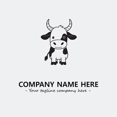 Cow illustration black and white for logo company vector image
