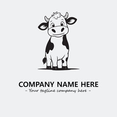 Cow illustration black and white for logo company vector image
