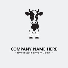 Cow illustration black and white for logo company vector image
