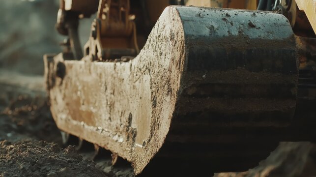 Technician operating a bulldozer for land leveling at a construction site. Featuring heavy machinery and land preparation