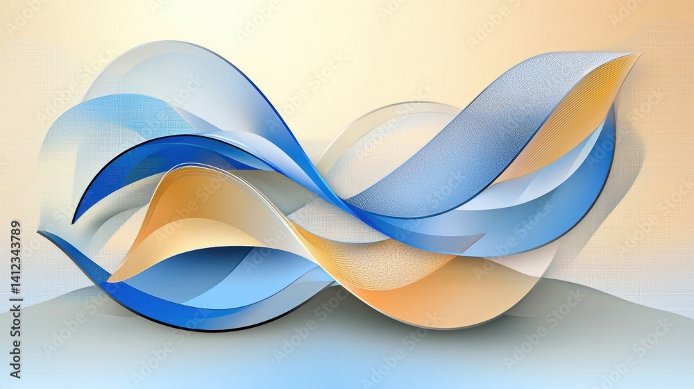 Poster elegant abstract background with overlapping blue waves and transparency