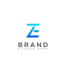 Modern Blue Gradient Letter Z E Logo Design Brand Identity