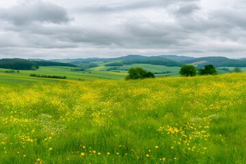 Obraz premium Vast Blooming Flower Fields Create a Colorful Spring Landscape