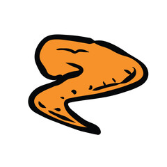 fried chicken wings happy eid mubarak doodle vector illustration hand drawn cartoon