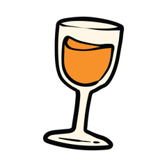 orange juice glass happy eid mubarak doodle vector illustration hand drawn cartoon