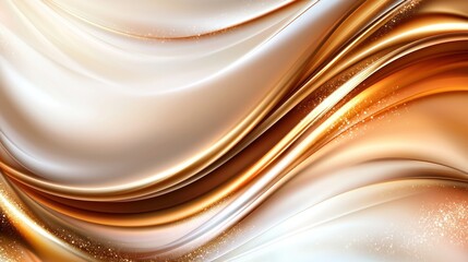 Abstract flowing gold and cream liquid waves