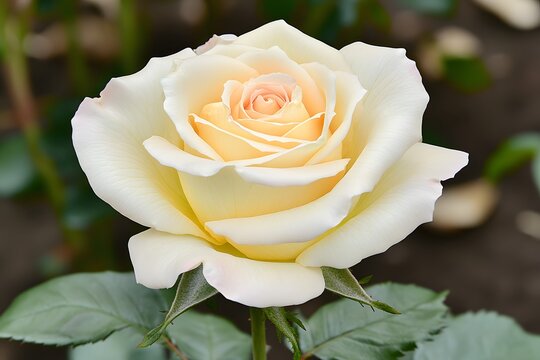 Creamy Yellow Rose Bloom Close Up Photo