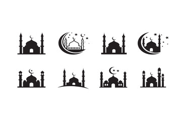 Traditional Islamic mosque silhouettes with artistic charm