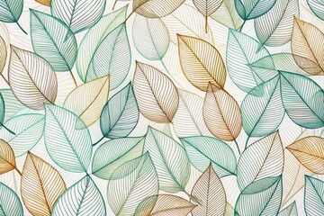 Minimal seamless leaves pattern vector on soft background