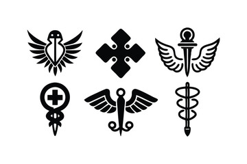 Medical Greek Signs Icon Set for Design Tattoo