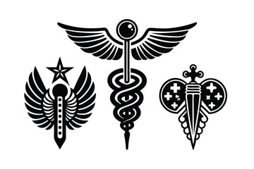 Medical Greek Signs Icon Set for Design Tattoo