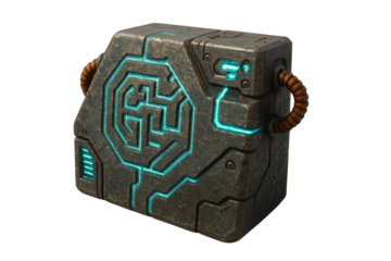 Futuristic technology box with glowing accents, ideal for innovative designs and sci-fi themes.