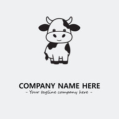 Cow illustration black and white for logo company vector image
