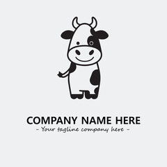 Cow illustration black and white for logo company vector image
