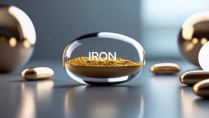 Iron Mineral Supplement. Immune System Support. Dietary Supplement, Vitamins and Tablets. Health Care. Healthy Lifestyle. Essential Trace Mineral. Iron Mineral Deficiency. Daily Mineral Intake.