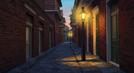 Fototapeta premium Glowing Street Lantern in New Orleans