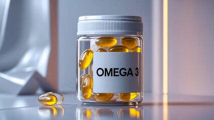 Omega 3 Fatty Acids Capsules. Reduce Inflammation, improve Heart Health, and Enhance Brain Function. Supplements, Vitamins, and Tablets. Health Care. Healthy Lifestyle. Omega-3 Fatty Acids Deficiency.
