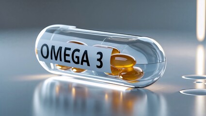 Omega 3 Fatty Acids Capsules. Reduce Inflammation, improve Heart Health, and Enhance Brain Function. Supplements, Vitamins, and Tablets. Health Care. Healthy Lifestyle. Omega-3 Fatty Acids Deficiency.