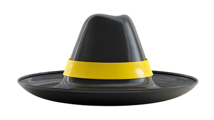 Fototapeta premium A black sombrero with a bright yellow band, symbolizing festive celebrations.