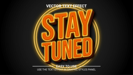 3d neon stay tuned editable text effect