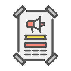 poster filled outline icon. advertising color line illustration.